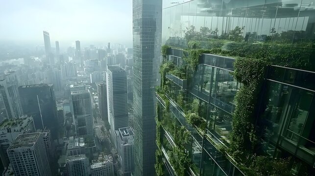 Eco-Friendly Urban Architecture with Green Elements in Cityscape