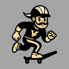 Skateboarding Mascot Logo Vector Art Illustration