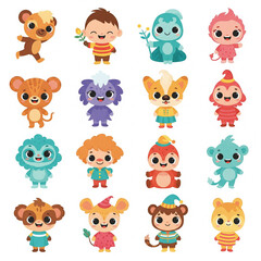 Fototapeta premium set of funny cartoon animals