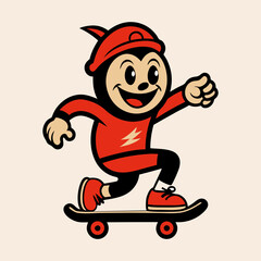 Skateboarding Mascot Logo Vector Art Illustration
