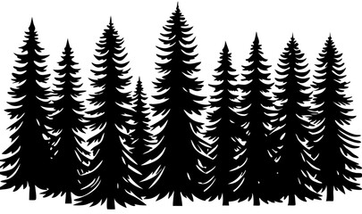 Fototapeta premium Majestic Evergreen Forest Silhouette Vector Illustration of Pine Trees