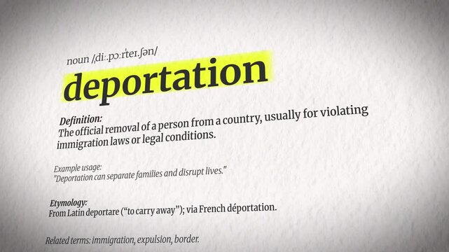 An Animation Explaining Deportation with a Dictionary Definition