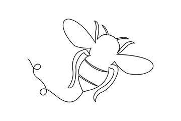 Honey bee one line art minimalist continuous drawing simple outline isolated illustration