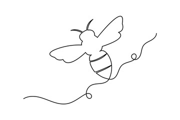 Honey bee one line art minimalist continuous drawing simple outline isolated illustration