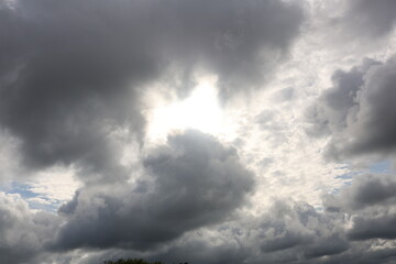 dark clouds with sun in the sky