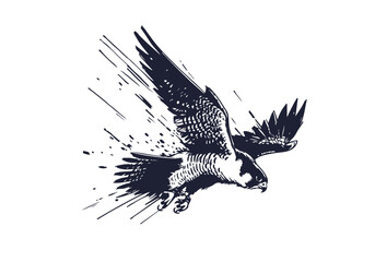 Peregrine Falcon hand drawn sketch vector illustration