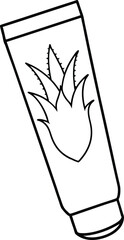 Aloe Vera Gel Tube Line Art.