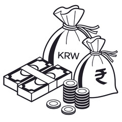 Money Bags and Stacks of Cash A Symbolic Representation of Wealth and Currency from Around the Globe