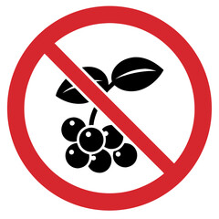 No Berry Picking sign with berry cluster and leaves in prohibition symbol