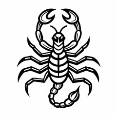Stylized Black and White Scorpion Illustration, Detailed Vector Graphic of a Scorpion
