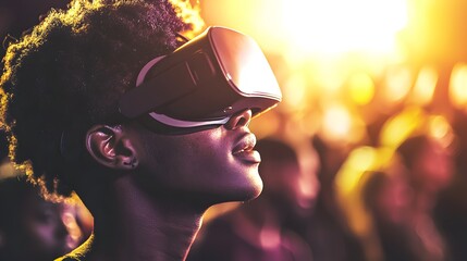 Young Person Experiencing Virtual Reality Technology in Event Setting