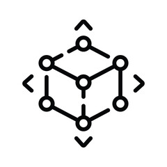 Modern linear icon showing a creative 3d model