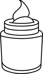 Facial moisturizer jar line icon.