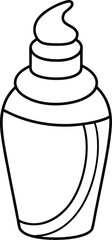 Hair Mousse Bottle Outline Vector Design.