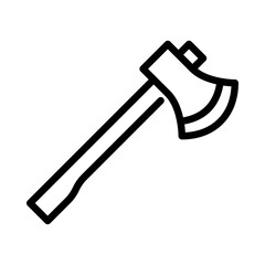 Axe outline icon. lumberjack axe black line illustration.