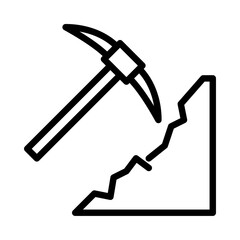 Mining outline icon. Mining Axe black line illustration.