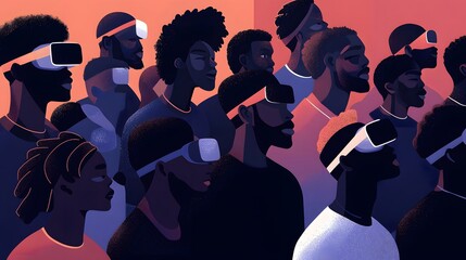 Diverse Group of People Engaged with Virtual Reality Headsets