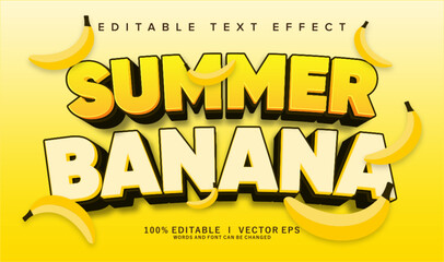 summer banana vector text effect with modern style design