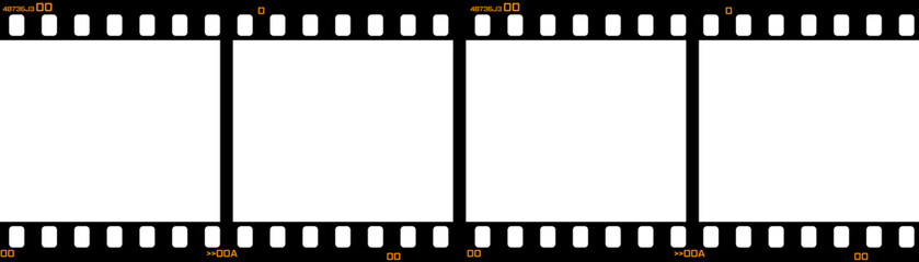 Horizontal retro film strip with three blank photo frames. Vintage photo layout for creative or nostalgic projects. Vector EPS 10