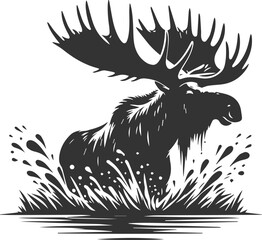 Vector moose animal drawing silhouette