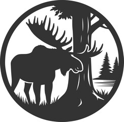 Vector moose animal drawing silhouette