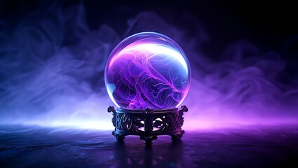 Mystical Crystal Ball with Purple Energy