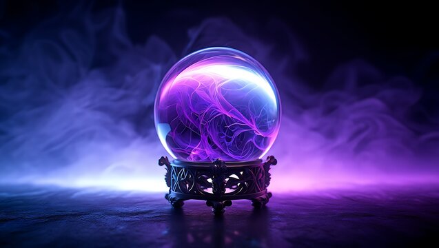 Mystical Crystal Ball with Purple Energy - Powered by Adobe