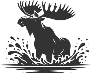 Vector moose animal drawing silhouette