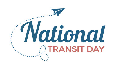 National Transit Day, Paper Plane & Dotted Line, vector illustration