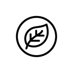Black Outline Leaf Icon in Circle white