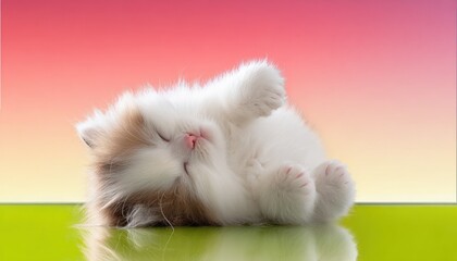 Sleepy kitten lying on a surface