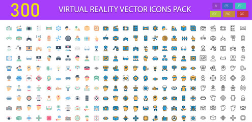 300 Virtual Reality Vector Icons | VR, AR & Metaverse UI Icon Pack

