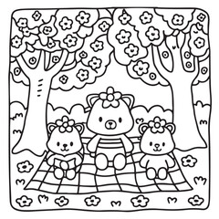 Furry Blossoms – Cute and Easy Coloring Pages for Teens and Adults | Whimsical Animal & Floral Designs Line art vector illustration | Print | Animal Coloring page | Blossoms Coloring Page