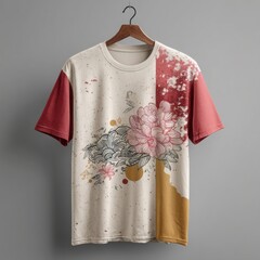 Colorful Floral T-Shirt Fashion: Trendy Artsy Clothing with Bohemian Vibes