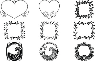 Fototapeta premium Collection of Hand-Drawn Frames and Decorative Elements
