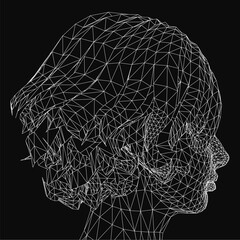 Silhouette of a young girl's head in profile, showcasing smooth curves and delicate facial features. The dark outline contrasts against a neutral background, emphasizing simplicity and elegance.