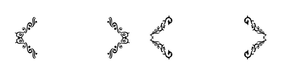 Hand drawn calligraphy ornament borders corners classic vintage vector