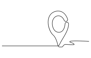 Single one line drawing location icon concept. Continuous line draw design graphic vector, Continuous line drawing of Home location map isolated on white background.