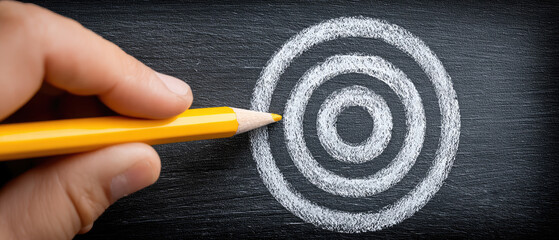 Sharpened arrow aiming for success business strategy on blackboard marketing management concept education environment visionary viewpoint