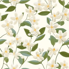 Elegant Jasmine Floral Arrangement, Jasmine Pattern White Background