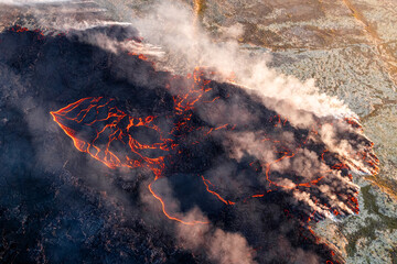 Lava in volcano eruption in Iceland