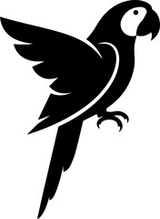Parrot Bird Silhouette with Spread Wings