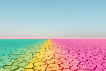 Heat Map Overlay Reveals Drought Impact on Cracked Land in a Bright Color Spectrum