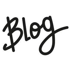 "Blog" text in doodle hand drawn style. Creative lettering vector for posters, banners, blogging graphics, or social media content. Fun sketchy design, isolated on white.