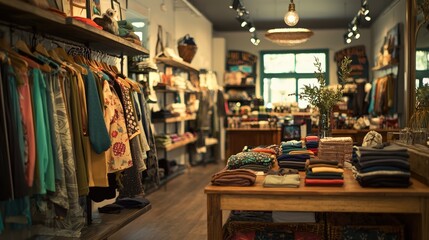 Obraz premium Cozy boutique store interior featuring unique clothing and accessories.