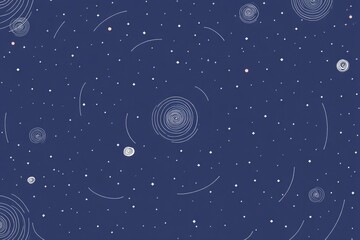 Midsummer Night Sky Filled With Abstract Stars Swirling in Dark Blue Hues