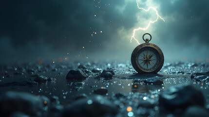 A compass needle spinning under cosmic storms