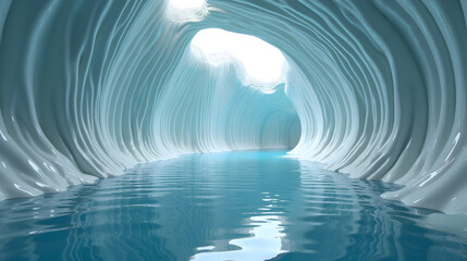 A room with walls that ripple like water