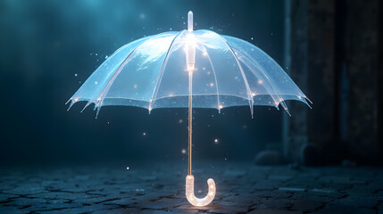 An umbrella made of translucent energy