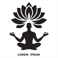 Zen Yoga Pose with Decorative Lotus Flower Pattern